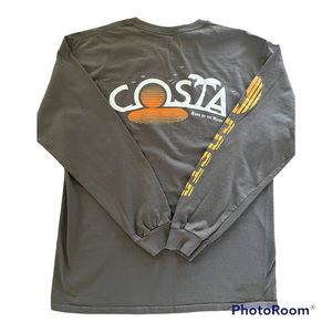 Costa Light Gray  Long Sleeve BORN ON THE WATER  💦 Logo T-Shirt Men Sz: L